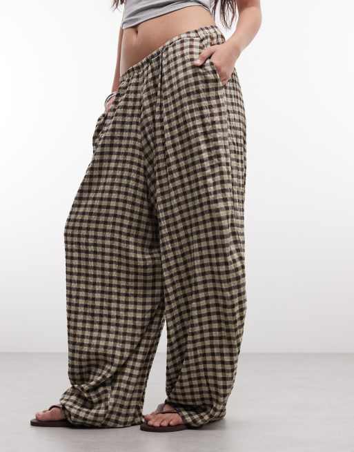 COLLUSION - Pantalones a cuadros beis de pernera globo extragrande, 3 de 5