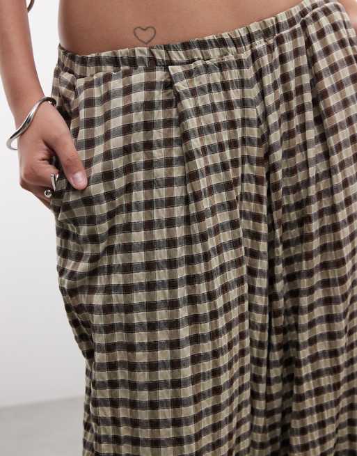 COLLUSION - Pantalones a cuadros beis de pernera globo extragrande, 4 de 5