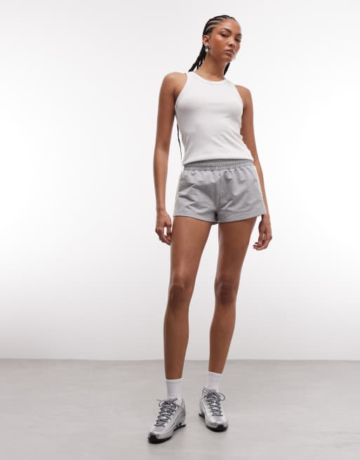 COLLUSION - Pantalones muy cortos de chándal gris jaspeado de estilo deportivo, 2 de 5