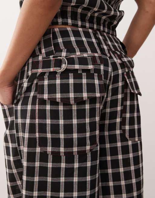 COLLUSION - Pantaloni a quadri con fibbia in metallo , 4 di 5