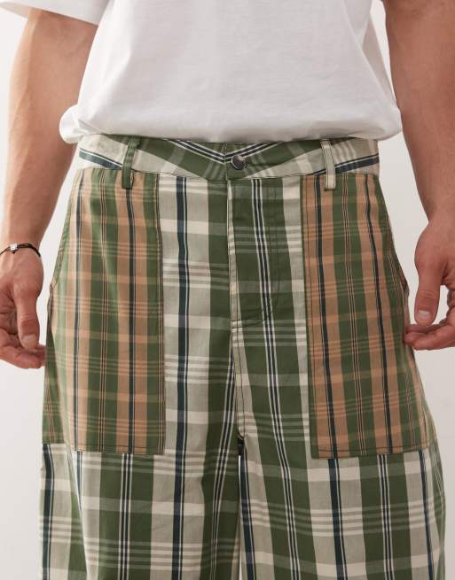 COLLUSION - Pantaloni ampi cargo a quadri misti, 4 di 5
