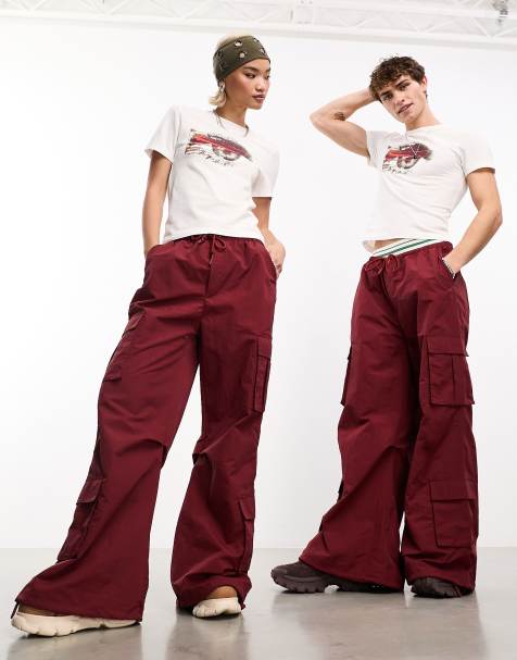 Pantaloni Donna Velluto Cargo, Pantalone Cargo Rosa Antico