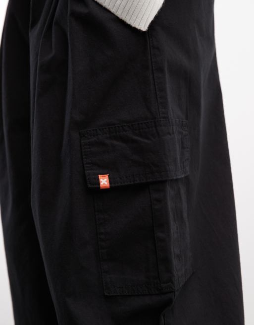 COLLUSION pantaloni cargo baggy neri con tasche utility, 4 di 5