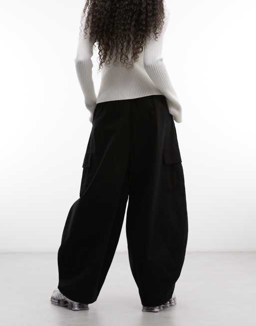 COLLUSION pantaloni cargo baggy neri con tasche utility, 5 di 5