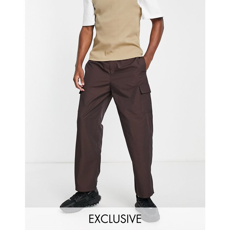 Uomo NhZ7v COLLUSION - Pantaloni cargo in nylon marroni con tasche