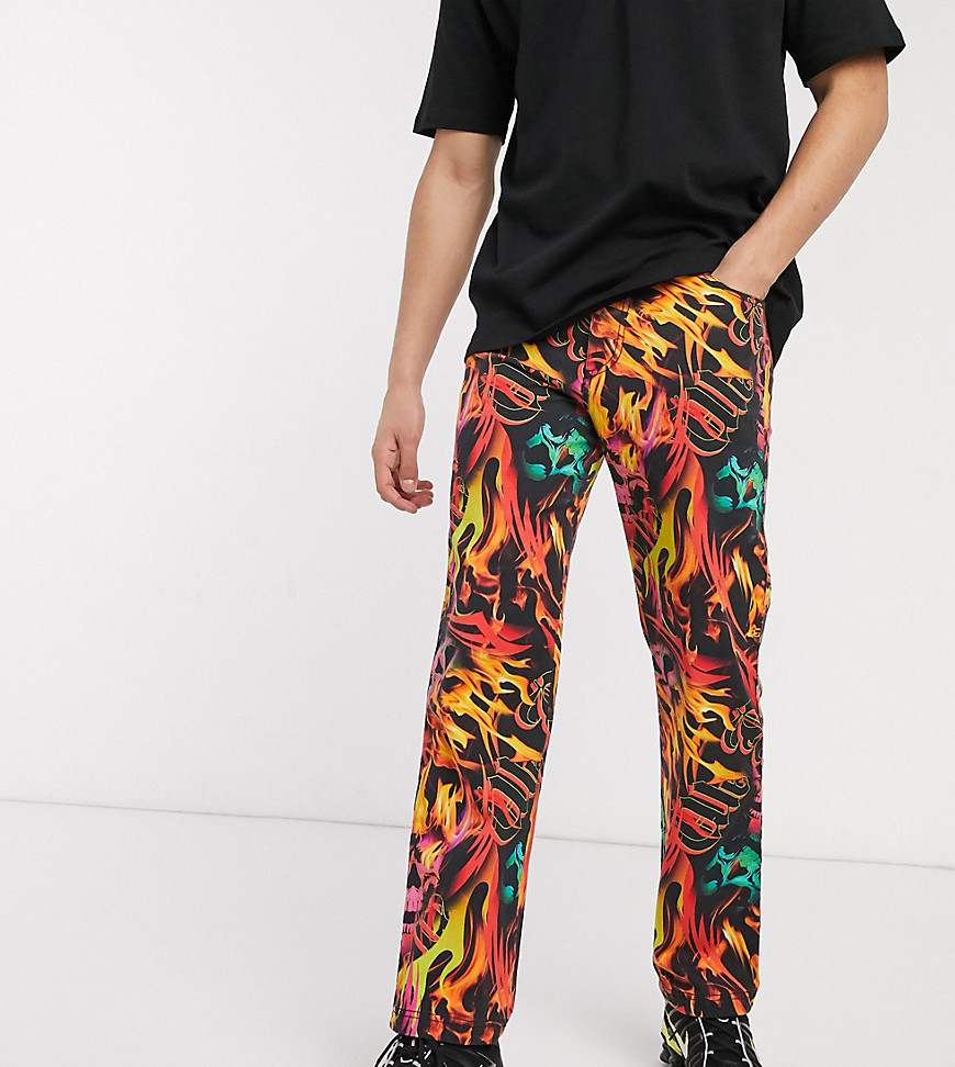 COLLUSION - Pantaloni con stampa di fiamme-Multicolore