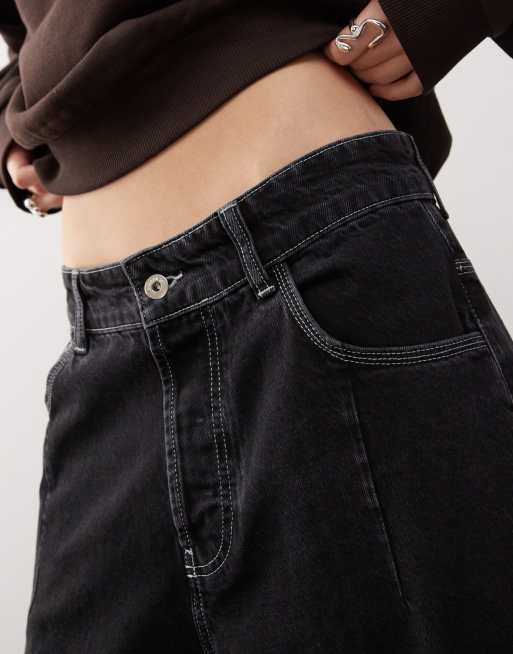 COLLUSION Pantaloni culotte in denim neri