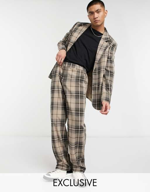 COLLUSION - Blazer e pantaloni dritti beige a quadri, 3 di 3