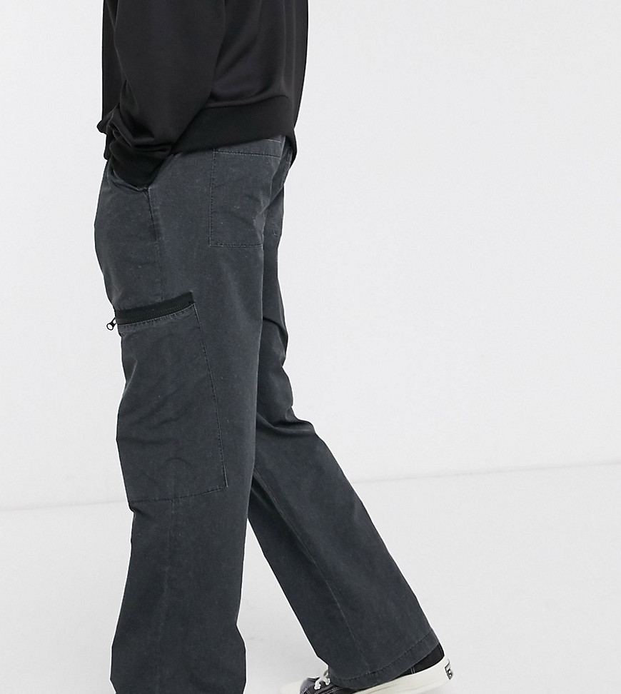COLLUSION - Pantaloni in nylon con zip nero slavato-Verde