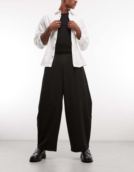 COLLUSION - Pantaloni sartoriali gessati con taglio a palloncino