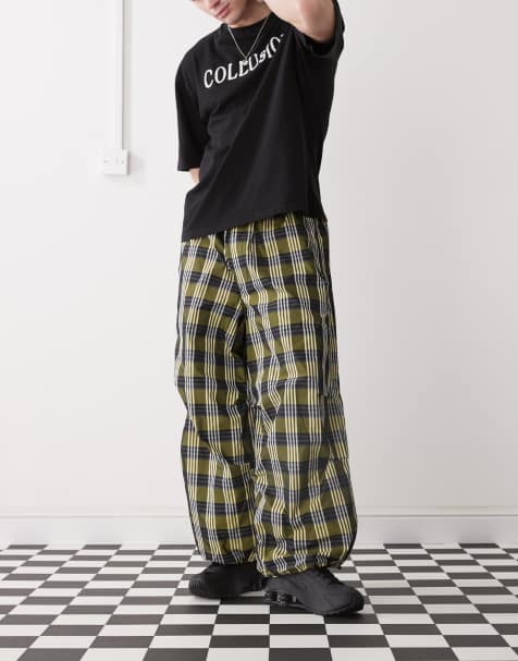 COLLUSION - Pantaloni stile parachute a quadri multicolore - view 1