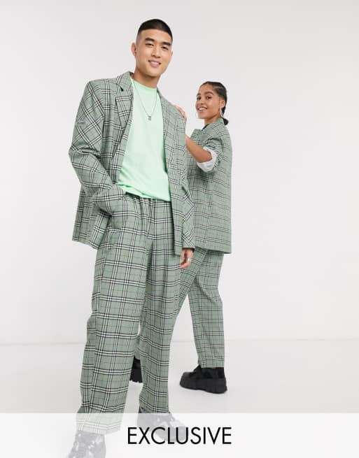 COLLUSION Unisex - Blazer e pantaloni larghi a quadri, 3 di 3