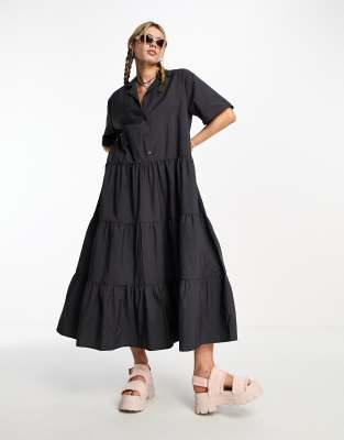 COLLUSION parachute maxi shirt dress in grey | ASOS