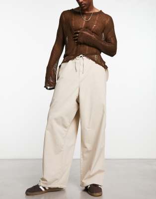 COLLUSION parachute pants in stone