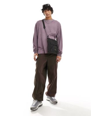 Collusion Oversized Tie Pants In Peppercorn-purple
