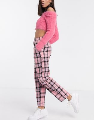 pink check pants