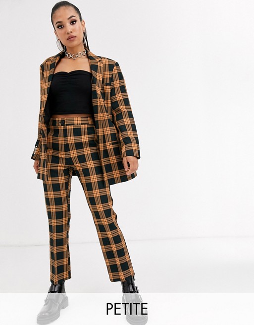 COLLUSION Petite check peg trouser with print