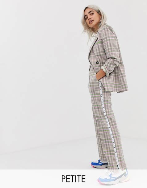 COLLUSION Petite check trouser with side tape