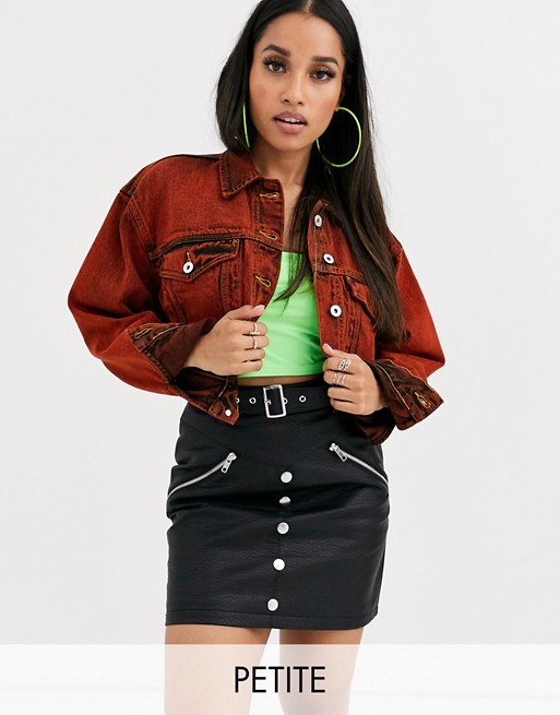 COLLUSION Petite cropped jacket in overdyed red