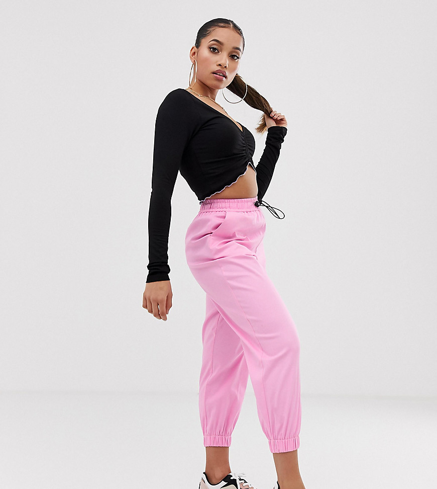 COLLUSION Petite cuffed cargo trouser-Pink