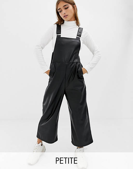 COLLUSION Petite leather look overalls