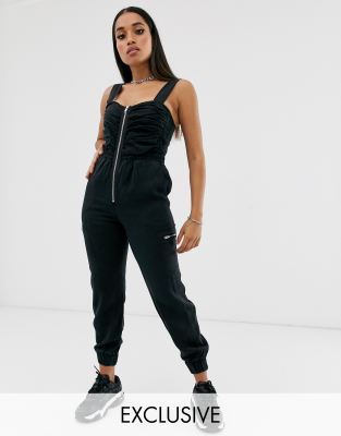 COLLUSION Petite utility ruched cuffed jumpsuit-Multi