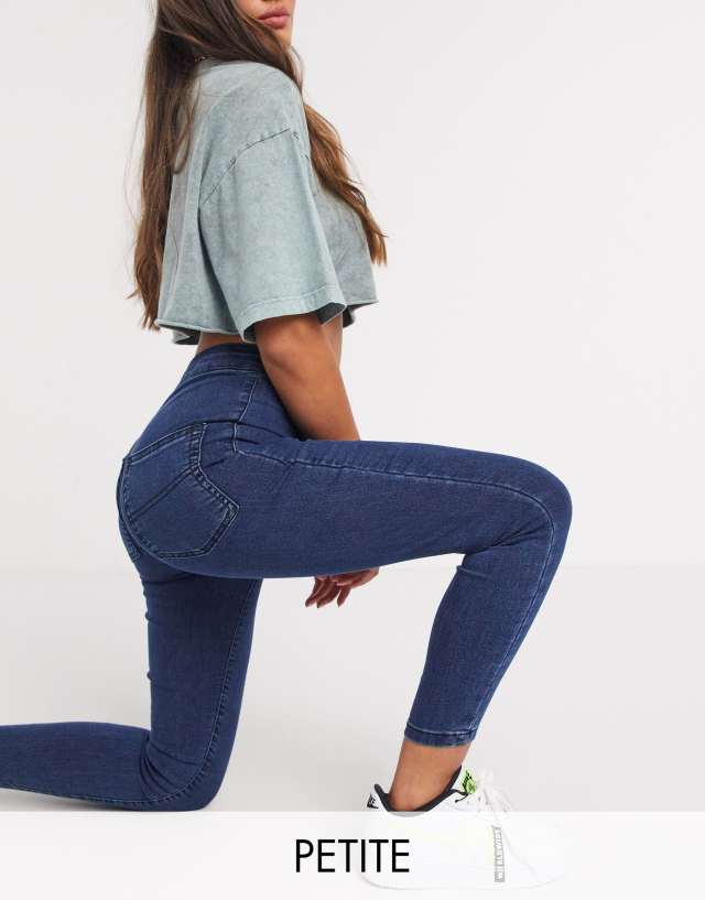 COLLUSION Petite x002 super skinny high waist jean in dark wash blue