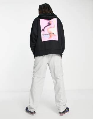 Collusion Photographic Back Print Hoodie In Black ModeSens