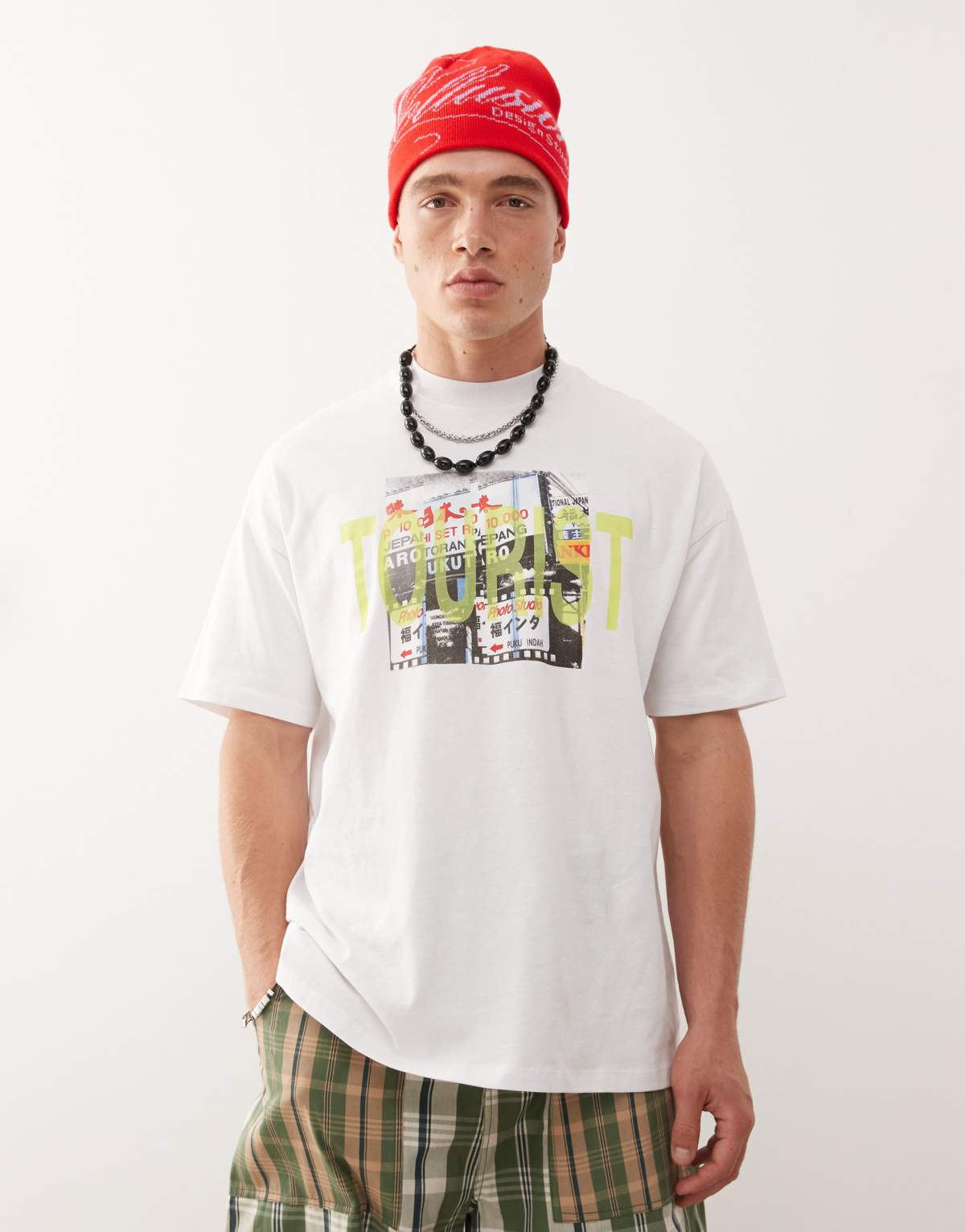 COLLUSION Photographic t-shirt in white with tourist print