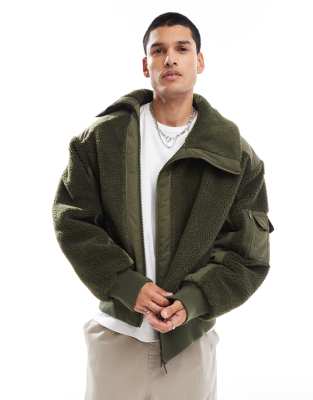 COLLUSION - Pilotenjacke in Braun mit Kontrastmaterial