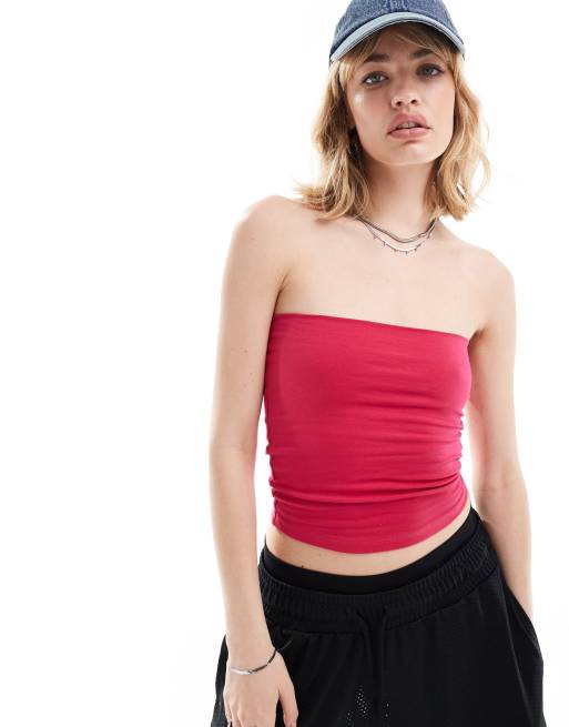 COLLUSION - Pink bandeau-top med dobbeltfor