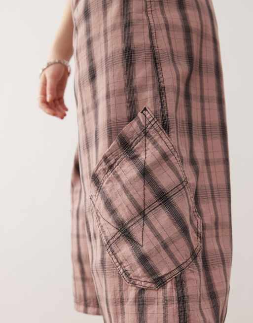 COLLUSION - Pink posede longline-jorts med tekstur, 4 af 5