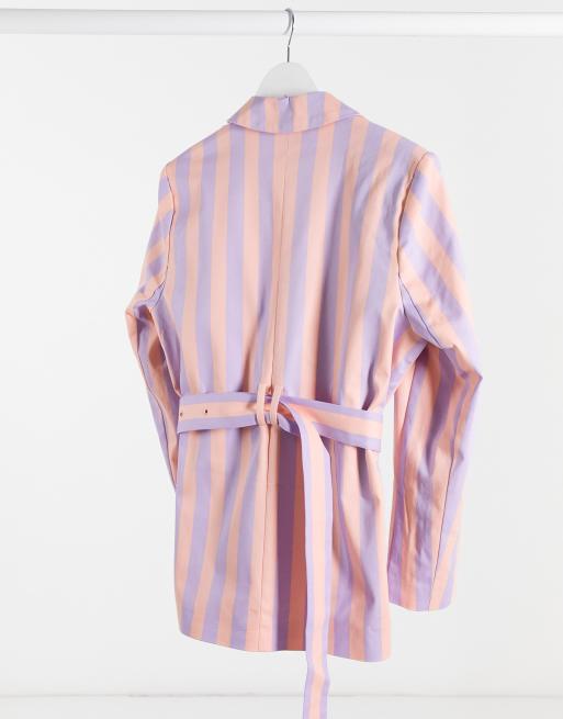 COLLUSION pink striped blazer with belt, 2 of 4