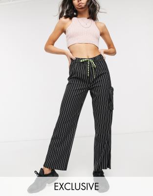 black pinstripe pants outfit