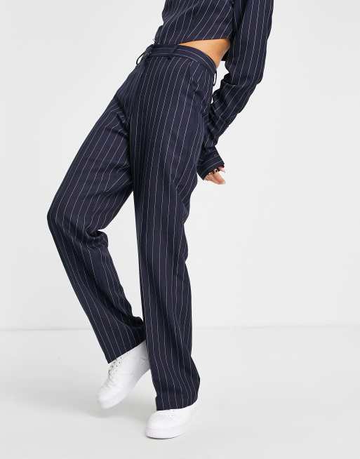 Womens navy store blue pinstripe pants