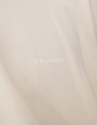 Collusion Pique Long Sleeve T-shirt In White