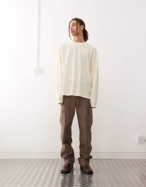 COLLUSION pique long sleeve t-shirt in ecru