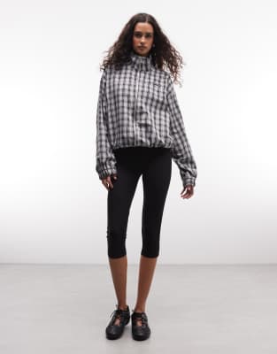 COLLUSION plaid nylon funnel neck track jacket - part of a set
