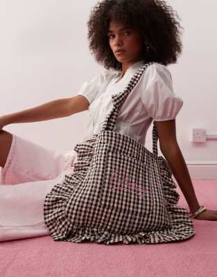 Collusion Plaid Shoulder Bag With Frills