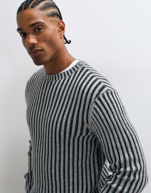 COLLUSION plated acid wash fitted crew neck jumper in grey, 3 of 5