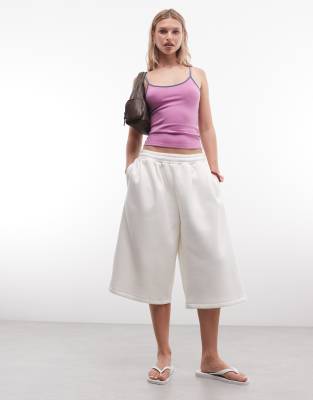 Collusion Pleated Baggy Jorts In White