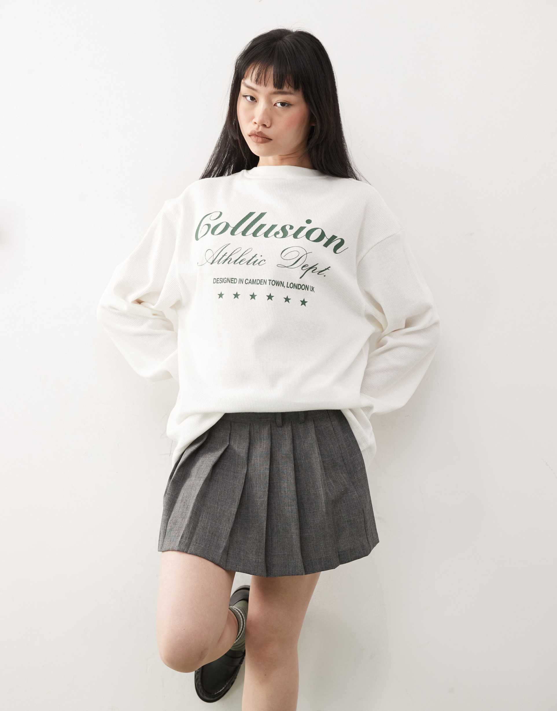 collusion pleated mini kilt in gray