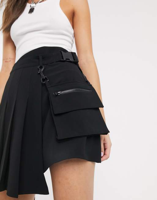 COLLUSION pleated mini skirt with detachable bag