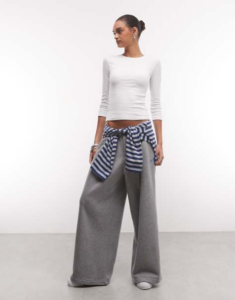 COLLUSION pleated wide leg jogger in charcoal heather - view 1