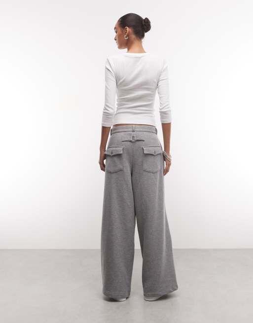 COLLUSION pleated wide leg jogger in charcoal heather, 5 of 5