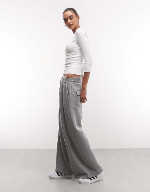 COLLUSION pleated wide leg jogger in charcoal marl, 3 of 5