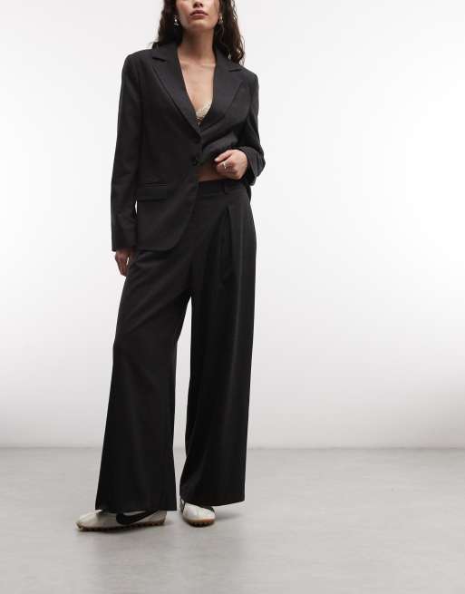 COLLUSION pleated wide leg pant in charcoal, 2 of 5