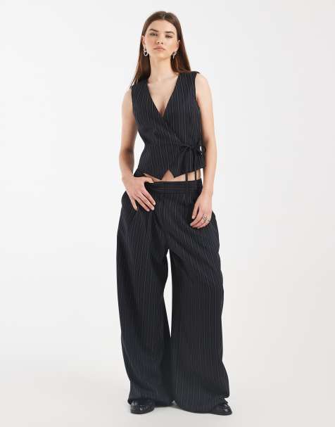 COLLUSION pleated wide leg pants in pinstripe - view 1