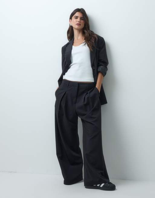 COLLUSION oversized blazer & wide leg trouser in black, 3 of 3