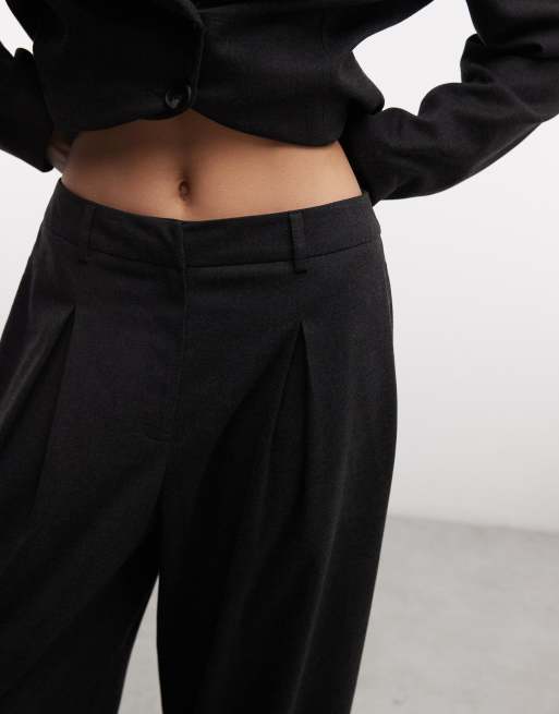 COLLUSION pleated wide leg trouser in charcoal, 3 of 5